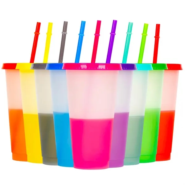 Custom Color Changing Straw Cup - Promotional Drinkware - Custom Color Changing Straw Cup - Promotional Drinkware - Image 2 of 3