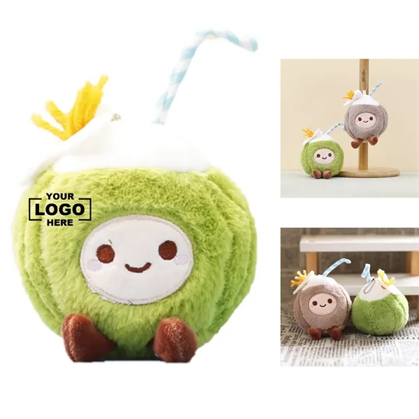 5 Inch Tropical Coconut Stuffed Fruit Doll Plush Keychain - 5 Inch Tropical Coconut Stuffed Fruit Doll Plush Keychain - Image 0 of 4