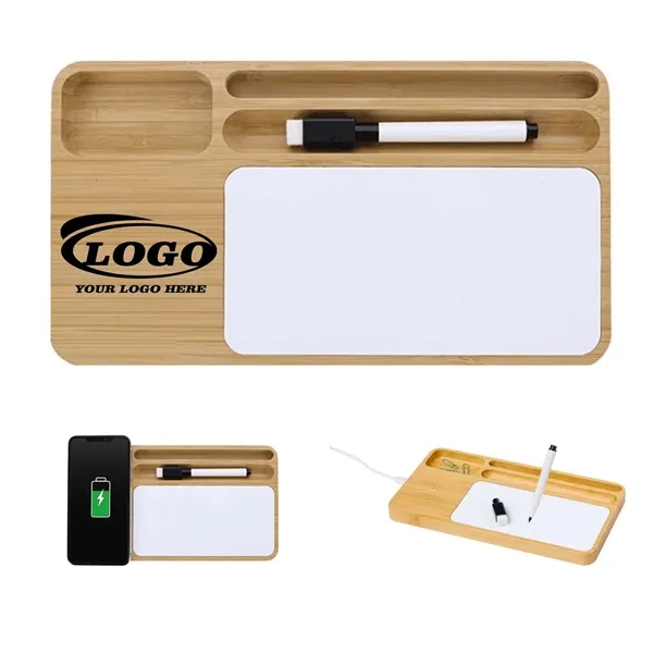 Bamboo Writing Board & Wireless Charging Desktop Organizer - Bamboo Writing Board & Wireless Charging Desktop Organizer - Image 0 of 3