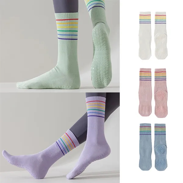Personalized Anti Slip Mid Tube Pilates Grips Yoga Socks - Personalized Anti Slip Mid Tube Pilates Grips Yoga Socks - Image 1 of 2