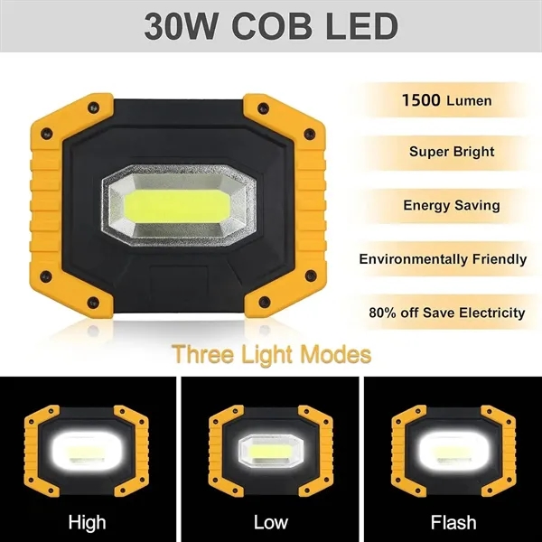 30W Portable  Rechargeable LED Work Light with phone charge - 30W Portable  Rechargeable LED Work Light with phone charge - Image 3 of 4