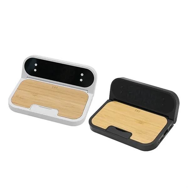 Bamboo 2-in-1 Wireless Charging Pad with Digital Clock - Bamboo 2-in-1 Wireless Charging Pad with Digital Clock - Image 1 of 6