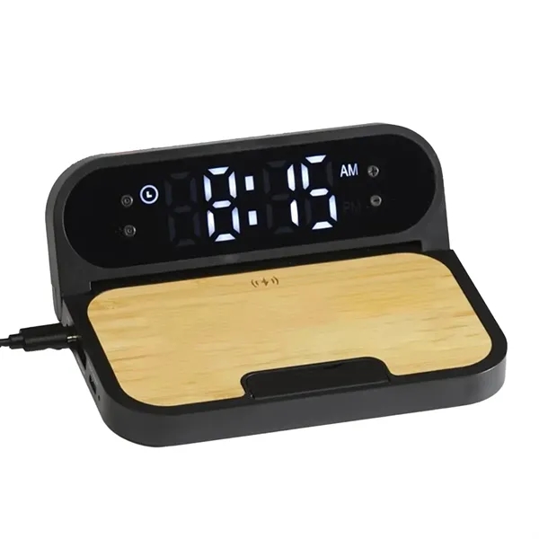 Bamboo 2-in-1 Wireless Charging Pad with Digital Clock - Bamboo 2-in-1 Wireless Charging Pad with Digital Clock - Image 4 of 6