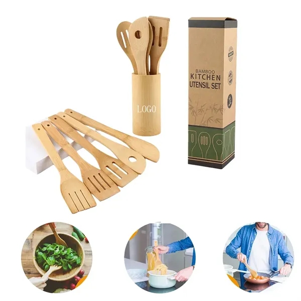 Wooden Bamboo Cooking Utensils Set - Wooden Bamboo Cooking Utensils Set - Image 0 of 3