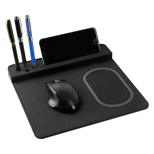 PU Leather Qi Wireless Charger Mouse Pad - PU Leather Qi Wireless Charger Mouse Pad - Image 0 of 2