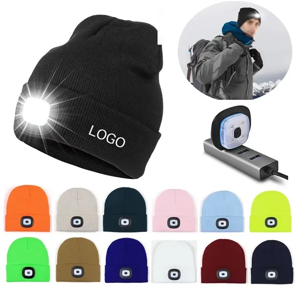 USB Rechargeable Beanie Hat with LED light - USB Rechargeable Beanie Hat with LED light - Image 0 of 2