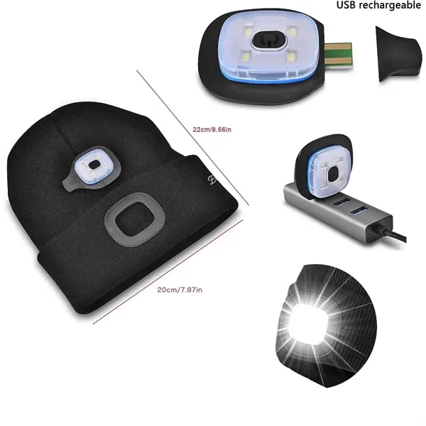 USB Rechargeable Beanie Hat with LED light - USB Rechargeable Beanie Hat with LED light - Image 1 of 2