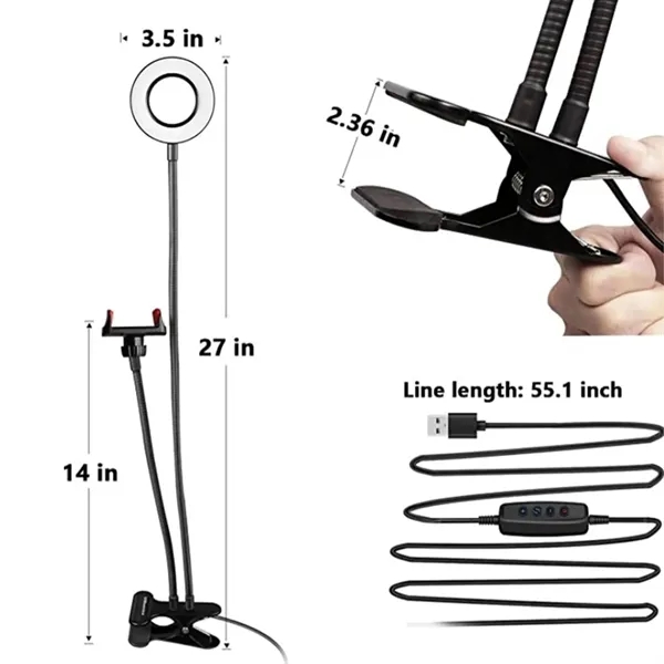Adjustable 360 Rotating LED Ring Light With Phone Holder - Adjustable 360 Rotating LED Ring Light With Phone Holder - Image 1 of 3