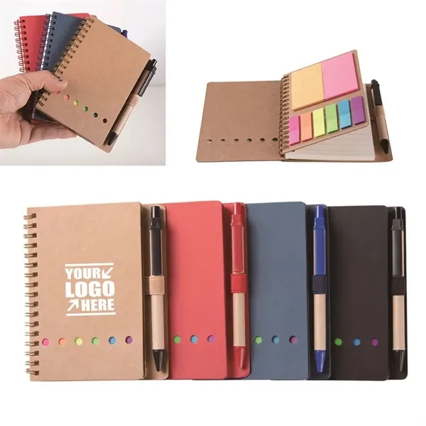 Pocket Spiral Notebook with Sticky Notes&Pen - Pocket Spiral Notebook with Sticky Notes&Pen - Image 0 of 5