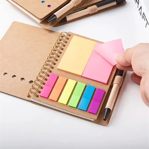 Pocket Spiral Notebook with Sticky Notes&Pen - Pocket Spiral Notebook with Sticky Notes&Pen - Image 2 of 5