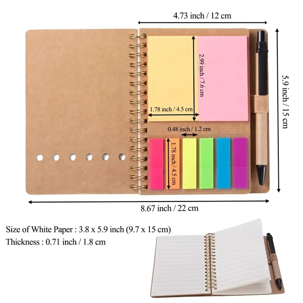 Pocket Spiral Notebook with Sticky Notes&Pen - Pocket Spiral Notebook with Sticky Notes&Pen - Image 4 of 5
