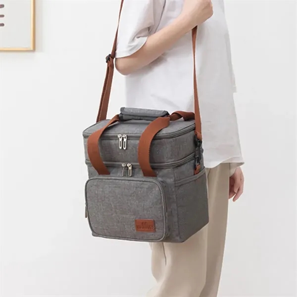 Reusable Leakproof Double Deck Soft Insulated Tote Lunch Bag - Reusable Leakproof Double Deck Soft Insulated Tote Lunch Bag - Image 4 of 4