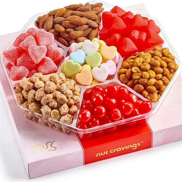 Gourmet Treats - 7 Nuts & Heart Candy Gift - Gourmet Treats - 7 Nuts & Heart Candy Gift - Image 0 of 6
