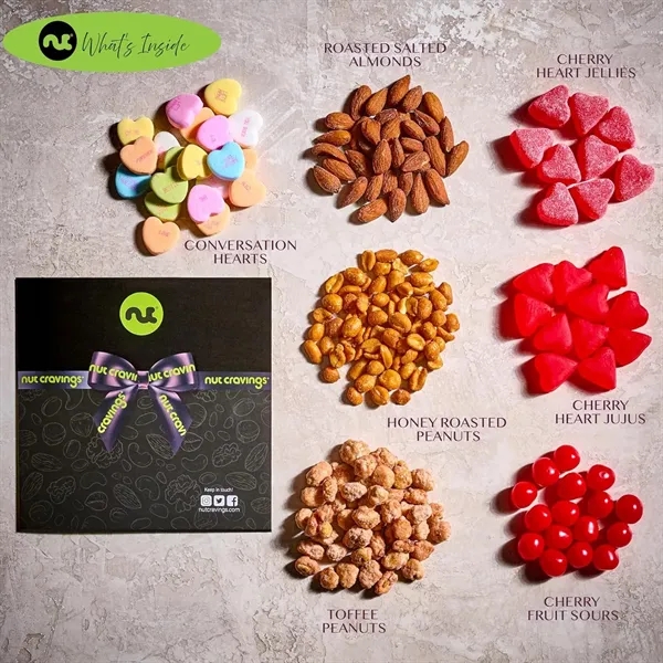 Gourmet Treats - 7 Nuts & Heart Candy Gift - Gourmet Treats - 7 Nuts & Heart Candy Gift - Image 1 of 6