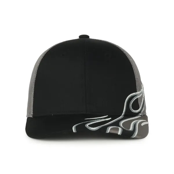 Custom Flame Embroidery Mesh Back