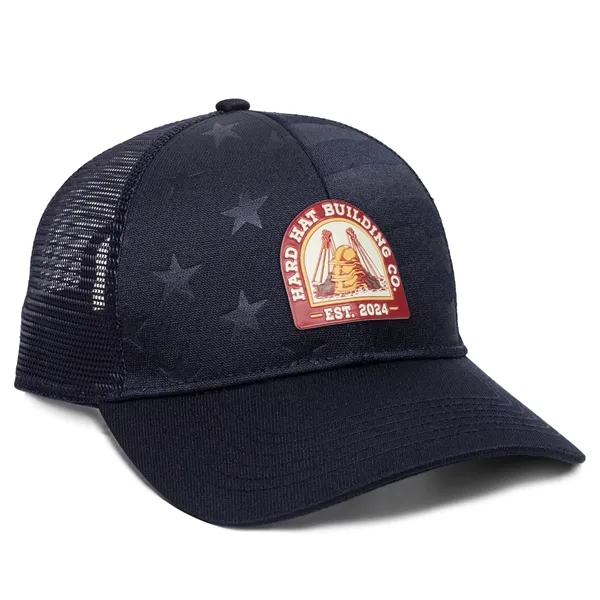 Debossed American Flag Mesh Back