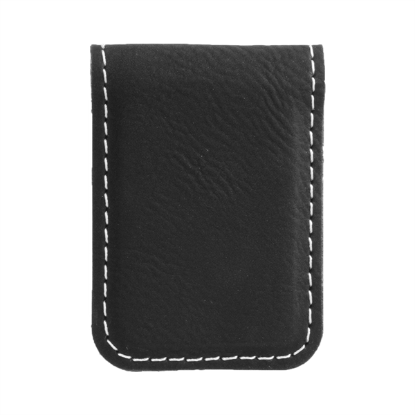 Black & Silver Leatherette Money Clip - Black & Silver Leatherette Money Clip - Image 1 of 1