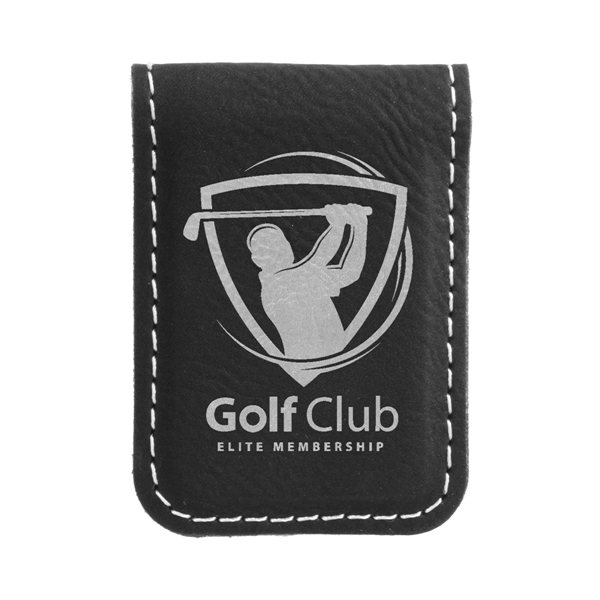 Black & Silver Leatherette Money Clip - Black & Silver Leatherette Money Clip - Image 0 of 1