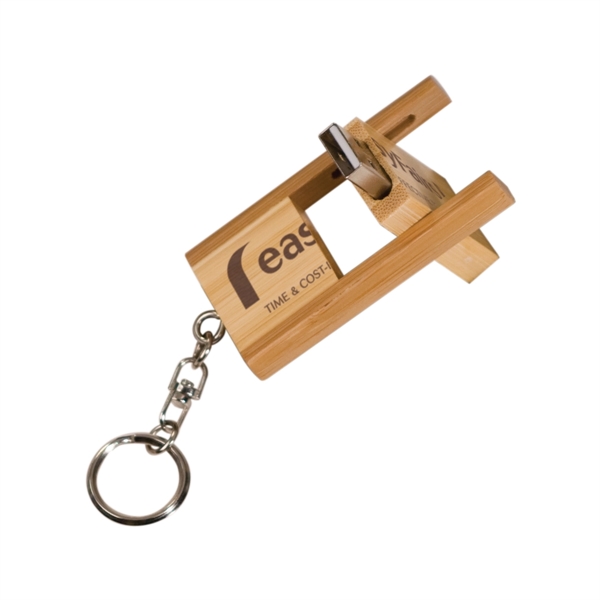 8GB 2-Tone Bamboo Flip Style USB Flash Drive with Keychain - 8GB 2-Tone Bamboo Flip Style USB Flash Drive with Keychain - Image 0 of 1