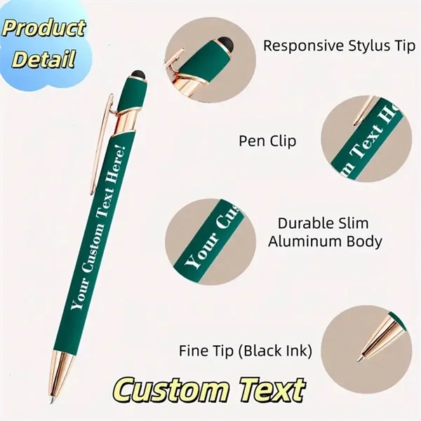 Customized Luxury Soft Touch Round Ballpoint Pen with Black - Customized Luxury Soft Touch Round Ballpoint Pen with Black - Image 2 of 3