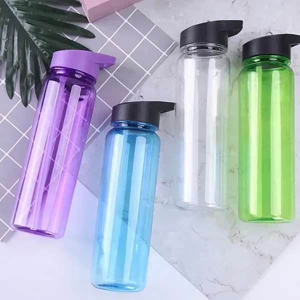 Clear Water Bottle with Flip Straw Lid 24 oz. - Clear Water Bottle with Flip Straw Lid 24 oz. - Image 0 of 1