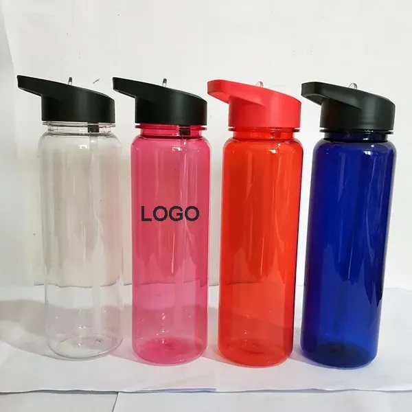 Clear Water Bottle with Flip Straw Lid 24 oz. - Clear Water Bottle with Flip Straw Lid 24 oz. - Image 1 of 1