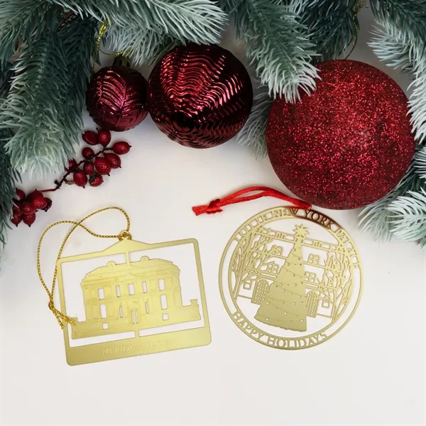 Custom Etched Brass Holiday Ornaments - Custom Etched Brass Holiday Ornaments - Image 1 of 3
