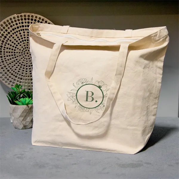 Vineu Cotton Tote With Zipper - Vineu Cotton Tote With Zipper - Image 0 of 2