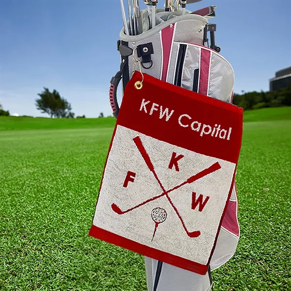Custom WOVEN Golf Towel (16"x 19"), Made in USA - Custom WOVEN Golf Towel (16"x 19"), Made in USA - Image 0 of 5