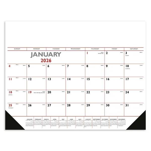 Triumph® Calendars Red & Black Desk Pad with Vinyl Corners - Triumph® Calendars Red & Black Desk Pad with Vinyl Corners - Image 2 of 2
