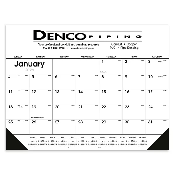Triumph® Calendars Black & White Desk Pad with Vinyl Corners - Triumph® Calendars Black & White Desk Pad with Vinyl Corners - Image 1 of 2