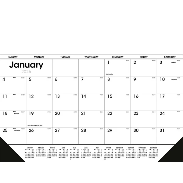 Triumph® Calendars Black & White Desk Pad with Vinyl Corners - Triumph® Calendars Black & White Desk Pad with Vinyl Corners - Image 2 of 2