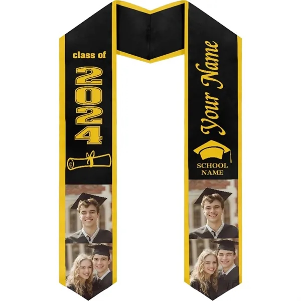 37" Custom Wearproof Graduation Stole Sash w/ Name & Photo - 37" Custom Wearproof Graduation Stole Sash w/ Name & Photo - Image 5 of 13