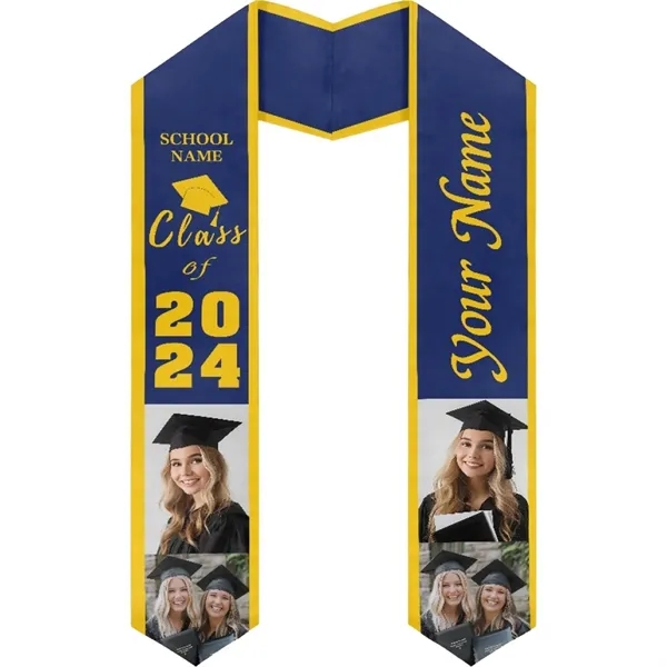 37" Custom Wearproof Graduation Stole Sash w/ Name & Photo - 37" Custom Wearproof Graduation Stole Sash w/ Name & Photo - Image 6 of 13
