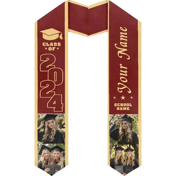 37" Custom Wearproof Graduation Stole Sash w/ Name & Photo - 37" Custom Wearproof Graduation Stole Sash w/ Name & Photo - Image 9 of 13