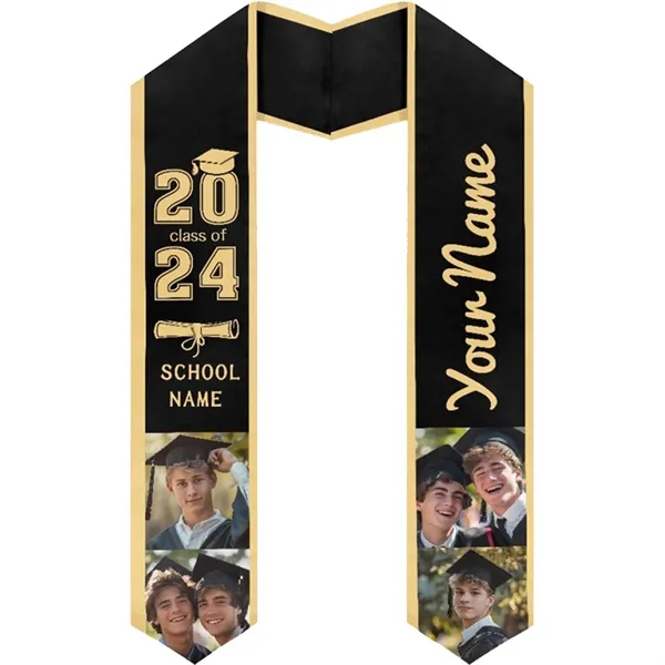 37" Custom Wearproof Graduation Stole Sash w/ Name & Photo - 37" Custom Wearproof Graduation Stole Sash w/ Name & Photo - Image 10 of 13