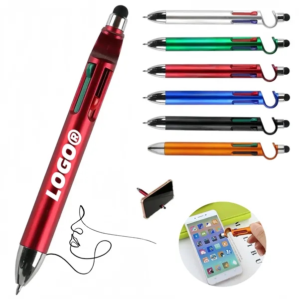 Multifunction 4 in 1 Pen with Stylus Stand Logo Print - Multifunction 4 in 1 Pen with Stylus Stand Logo Print - Image 0 of 9