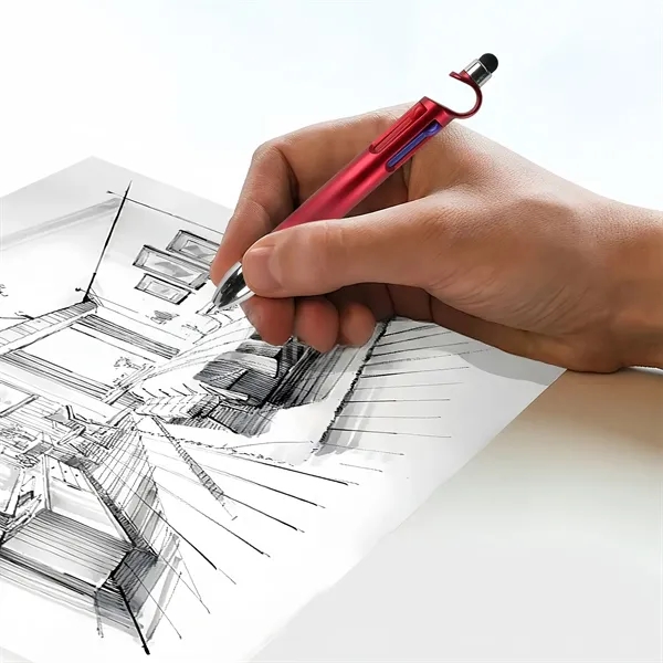 Multifunction 4 in 1 Pen with Stylus Stand Logo Print - Multifunction 4 in 1 Pen with Stylus Stand Logo Print - Image 9 of 9