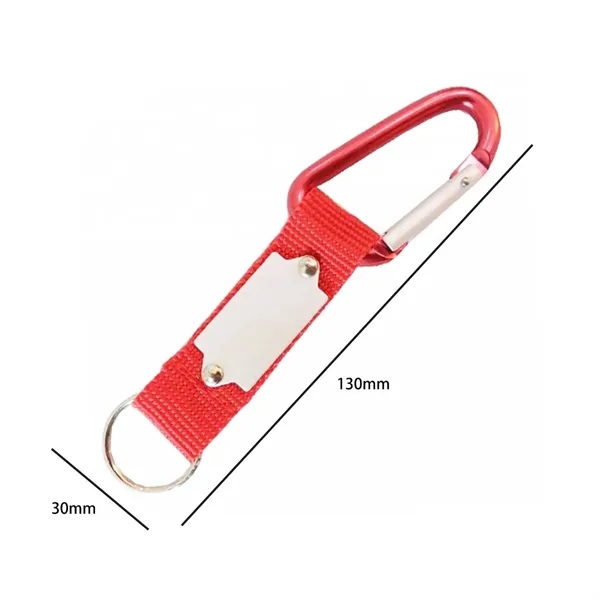 Aluminum D-Ring Carabiner Keychain with Webbing - Aluminum D-Ring Carabiner Keychain with Webbing - Image 1 of 3