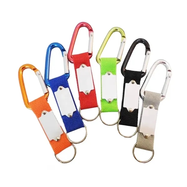 Aluminum D-Ring Carabiner Keychain with Webbing - Aluminum D-Ring Carabiner Keychain with Webbing - Image 2 of 3