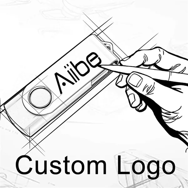 16GB/8GB/4GB Personalized Logo Rotating USB Drive - 16GB/8GB/4GB Personalized Logo Rotating USB Drive - Image 1 of 8