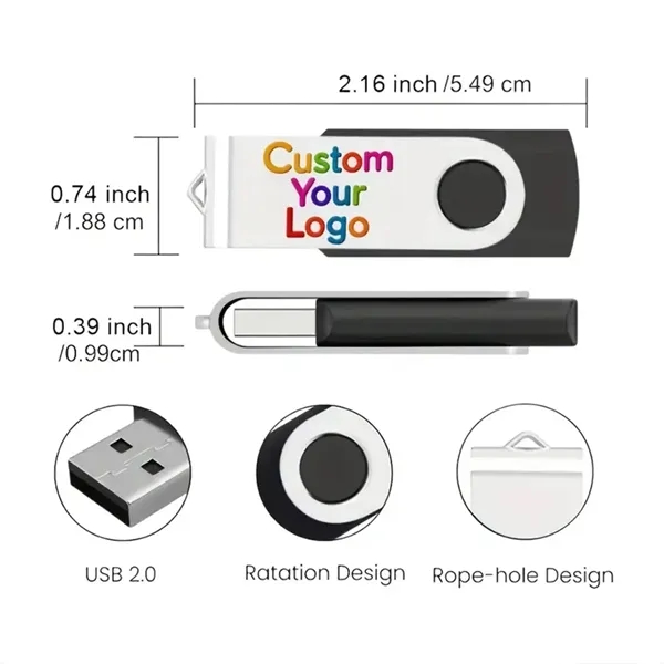 16GB/8GB/4GB Personalized Logo Rotating USB Drive - 16GB/8GB/4GB Personalized Logo Rotating USB Drive - Image 8 of 8