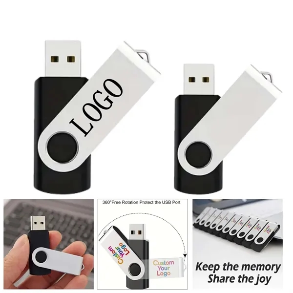 16GB/8GB/4GB Personalized Logo Rotating USB Drive - 16GB/8GB/4GB Personalized Logo Rotating USB Drive - Image 0 of 8
