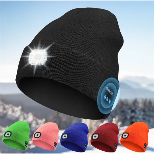 Led Beanie Hat with Light and Bluetooth Earphone - Led Beanie Hat with Light and Bluetooth Earphone - Image 0 of 2