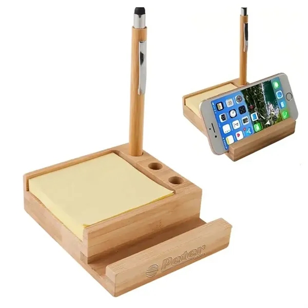 Bamboo Multi-Functional Sticky Notes Desk Organizer - Bamboo Multi-Functional Sticky Notes Desk Organizer - Image 0 of 5
