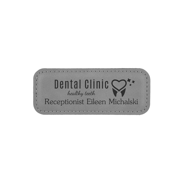 Gray Leatherette Badge w/ Magnet - Gray Leatherette Badge w/ Magnet - Image 0 of 1