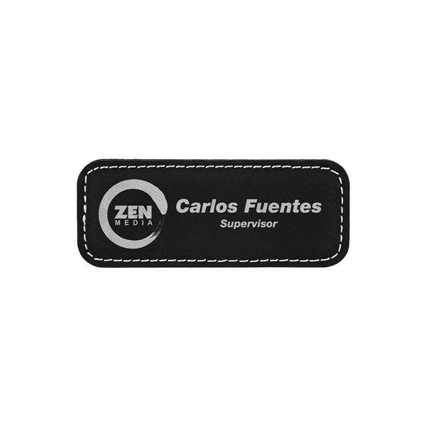 Black & Silver Leatherette Badge w/ Magnet - Black & Silver Leatherette Badge w/ Magnet - Image 0 of 1