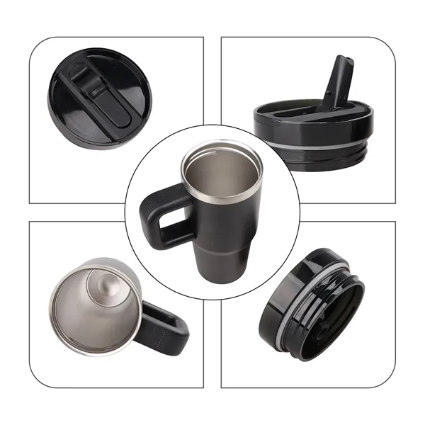 14 Oz Stainless Steel Tumbler w/ Handle & Straw - 14 Oz Stainless Steel Tumbler w/ Handle & Straw - Image 1 of 7