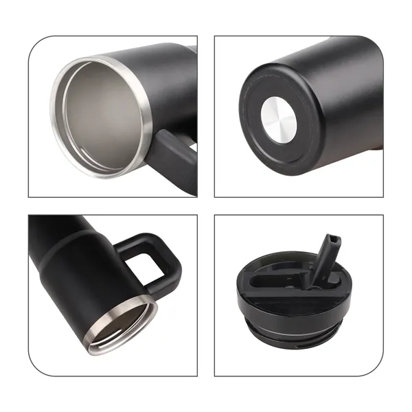 14 Oz Stainless Steel Tumbler w/ Handle & Straw - 14 Oz Stainless Steel Tumbler w/ Handle & Straw - Image 2 of 7