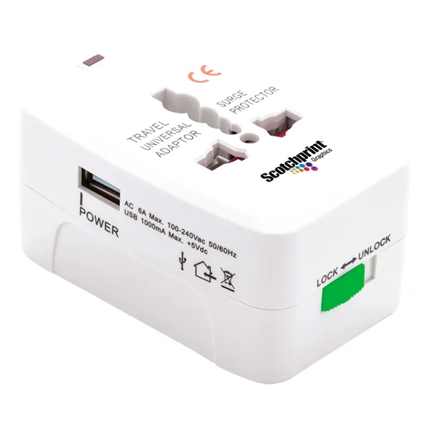 Universal Travel Adapter with USB Port - Universal Travel Adapter with USB Port - Image 6 of 7